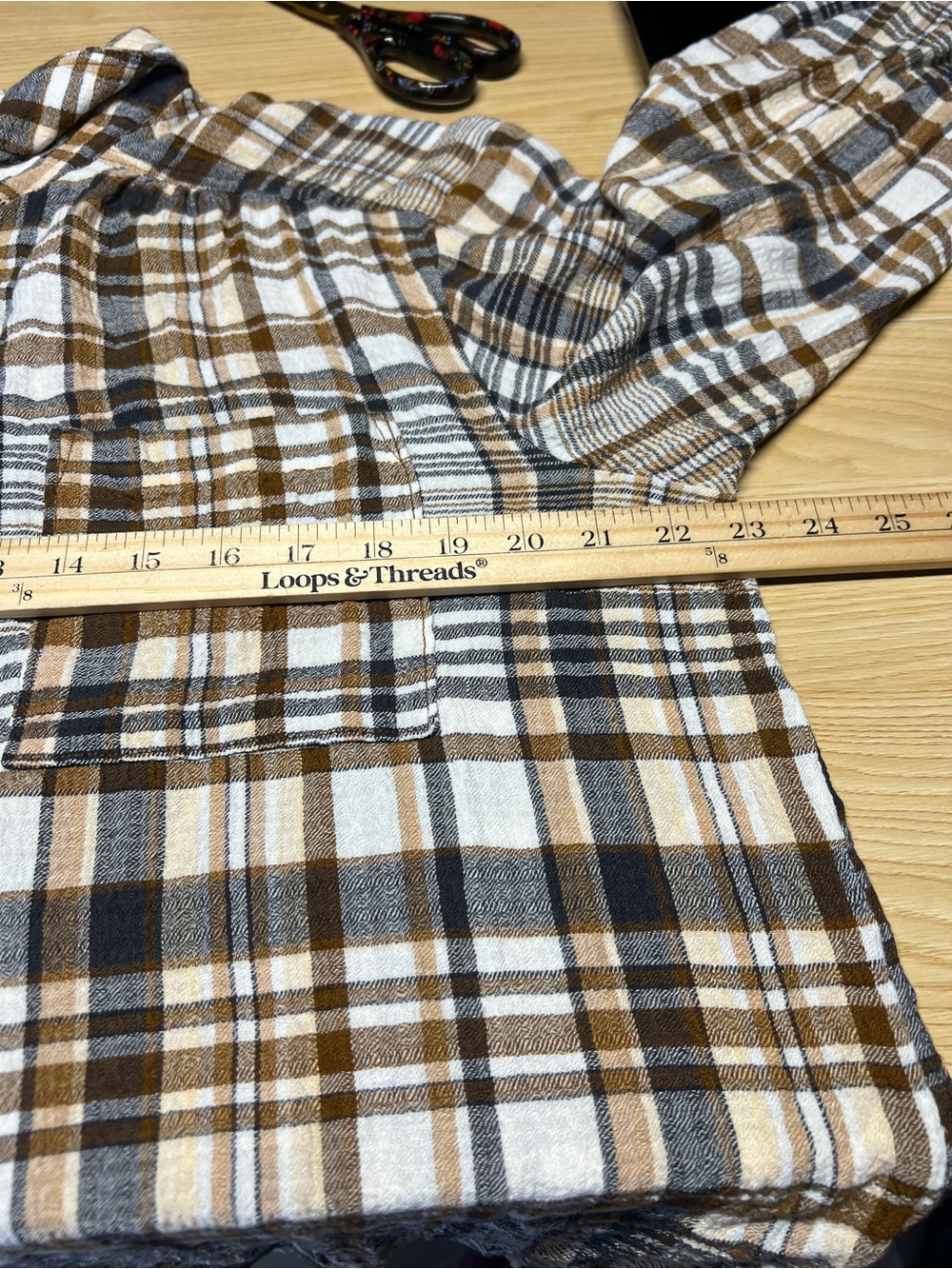 Pilcro Plaid Button-Up Shirt in Brown, Cream & Black - Picture 13 of 14